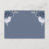 Carte D'accompagnement Dusty Blue Silver Floral Script Wedding RSVP (Dos)