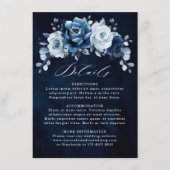 Carte D'accompagnement Dusty Blue Slate Navy Floral Détails du Mariage En (Devant)