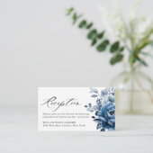 Carte D'accompagnement Dusty Blue Slate Navy Floral Wedding Réception (Debout devant)