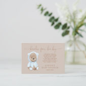 Carte D'accompagnement Dusty Blue Teddy Bear Baby shower Demande de réser (Debout devant)