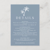 Carte D'accompagnement Dusty Blue Tropical Palm Tree Détails du Mariage (Devant)