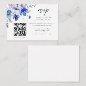 Carte D'accompagnement Dusty Blue violet Floral QR Code Mariage RSVP (Devant / Derrière)