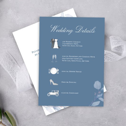 Carte D'accompagnement Dusty Blue Wedding Details QR Code Enclosure