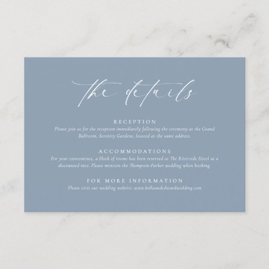 Carte D'accompagnement Dusty Blue Wedding Enclosure Card (Devant)