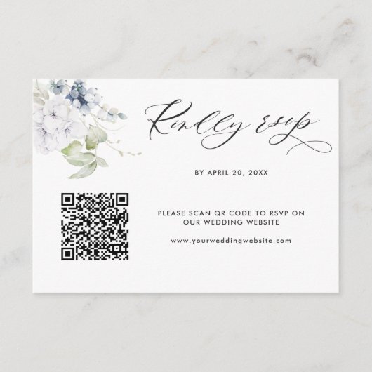 Carte D'accompagnement Dusty Blue Wedding Rsvp Online avec Scan QR Code (Devant)