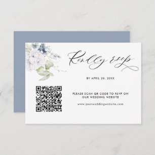 Carte D'accompagnement Dusty Blue Wedding Rsvp Online avec Scan QR Code