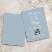 Carte D'accompagnement Dusty Blue Wedding Script RSVP Reception 