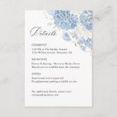 Carte D'accompagnement Dusty Blue White Floral Wedding Details, Info (Devant)