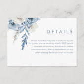 Carte D'accompagnement Dusty Blue & White Flowers Détails du Mariage (Devant)