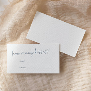 Carte D'accompagnement Dusty Blue & White Minimal Combien de Baisers Jeu
