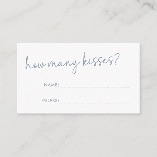 Carte D'accompagnement Dusty Blue & White Minimal Combien de Baisers Jeu (Devant)