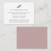 Carte D'accompagnement Dusty Mauve Botanical Mariage Hébergements (Devant / Derrière)