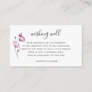 Carte D'accompagnement Dusty Mauve Floral Mariage Wishing well