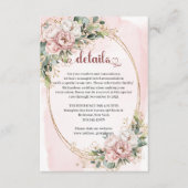 Carte D'accompagnement Dusty Pink Flowers Eucalyptus Wedding Details Card (Devant)