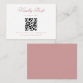 Carte D'accompagnement Dusty Pink Minimalist Script Mariage QR Code Rsvp (Devant / Derrière)