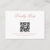 Carte D'accompagnement Dusty Pink Minimalist Script Mariage QR Code Rsvp (Devant)