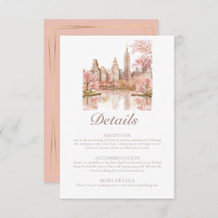 Carte D'accompagnement Dusty Pink New York Destination Détails du mariage