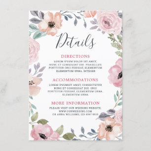 Carte D'accompagnement Dusty Pink Roses MidSummer Floral Détails sur le M