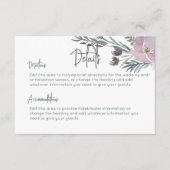 Carte D'accompagnement Dusty Purple & Blue Boho Détails Floral Mariage (Devant)