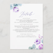 Carte D'accompagnement Dusty Purple Floral Détails du Mariage (Devant)
