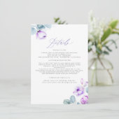 Carte D'accompagnement Dusty Purple Floral Détails du Mariage (Debout devant)