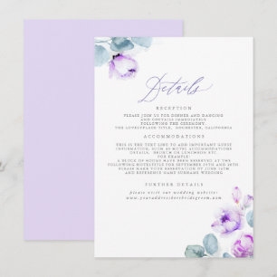 Carte D'accompagnement Dusty Purple Floral Détails du Mariage