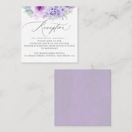 Carte D'accompagnement Dusty Purple Floral Mariage Réception (Devant / Derrière)