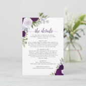 Carte D'accompagnement Dusty Purple & Plum Rose Rustic Mariage Détails (Debout devant)