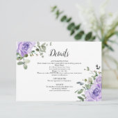 Carte D'accompagnement Dusty Purple Rose Eucalyptus Détails du Mariage (Debout devant)