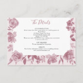 Carte D'accompagnement Dusty Rose Aquarelle Floral Détails du Mariage (Devant)