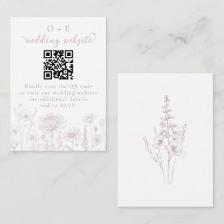 Carte D'accompagnement Dusty Rose Botanical Minimal Wedding Website QR 