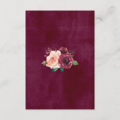 Carte D'accompagnement Dusty Rose Bourgogne Réception de mariage floral (Dos)
