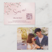 Carte D'accompagnement Dusty rose cerisier Blossom QR Code RSVP en ligne (Devant / Derrière)