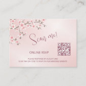 Carte D'accompagnement Dusty rose cerisier Blossom QR Code RSVP en ligne (Devant)