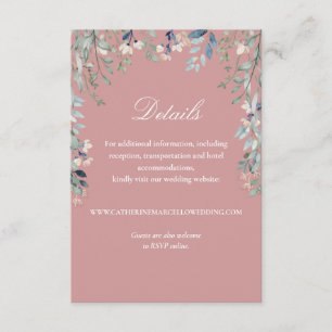 Carte D'accompagnement Dusty Rose élégant Floral Cascade Détails du Maria