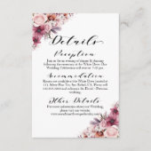 Carte D'accompagnement Dusty rose Floral moderne Script Détails Mariage (Devant)