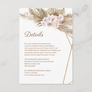 Carte D'accompagnement Dusty Rose Orchid Pampas Grass Gold Arch Détails