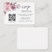 Carte D'accompagnement Dusty Rose Pink Pastel Floral QR Code Mariage RSVP (Devant / Derrière)