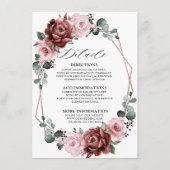 Carte D'accompagnement Dusty rose Rose floral Mariage géométrique (Devant)