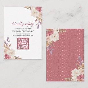 Carte D'accompagnement Dusty Rose rose Floral QR Code Mariage RSVP
