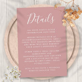 Carte D'accompagnement Dusty Rose Script Informations sur l'invité