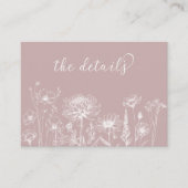 Carte D'accompagnement Dusty Rose Wildflower Details Card Wedding Insert (Devant)