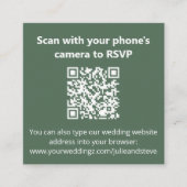 Carte D'accompagnement Dusty Sage Green Monogramme QR Code Site Mariage (Devant)