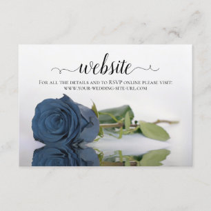 Carte D'accompagnement Dusty Steel Blue Grey Rose Elegant Wedding Website