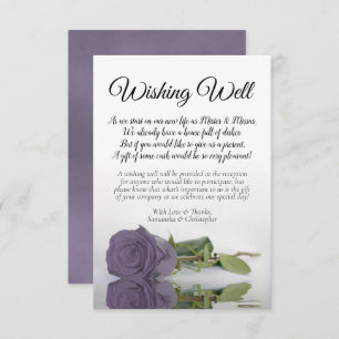 Carte D'accompagnement Dusty violet Rose mignon Mariage Wishing well Poem