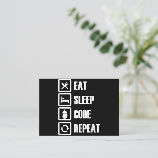 Carte D'accompagnement Eat Sleep Code Répétition Coding Programmer Ingéni (Debout devant)