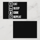 Carte D'accompagnement Eat Sleep Code Répétition Coding Programmer Ingéni (Devant / Derrière)