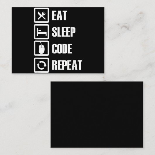Carte D'accompagnement Eat Sleep Code Répétition Coding Programmer Ingéni (Devant / Derrière)