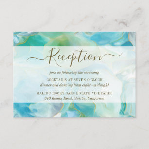Carte D'accompagnement Eau Turquoise Gemstone Réception de mariage