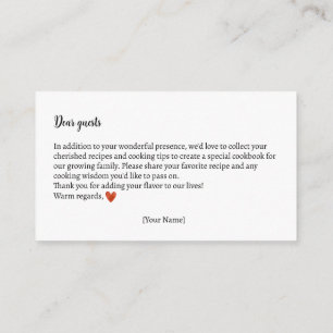 Carte D'accompagnement Échange De Recettes Baby shower Automne Teddy Bear